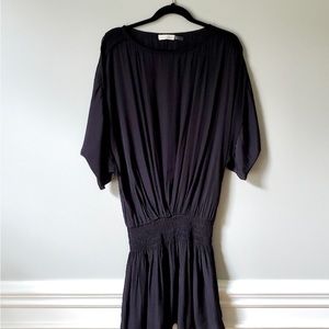 RAMY BROOK | Black Sheer Insert Smocked Waist mini Dress | XS